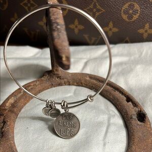 Alex and Ani Silver 'Live a Happy Life' Charm Bracelet